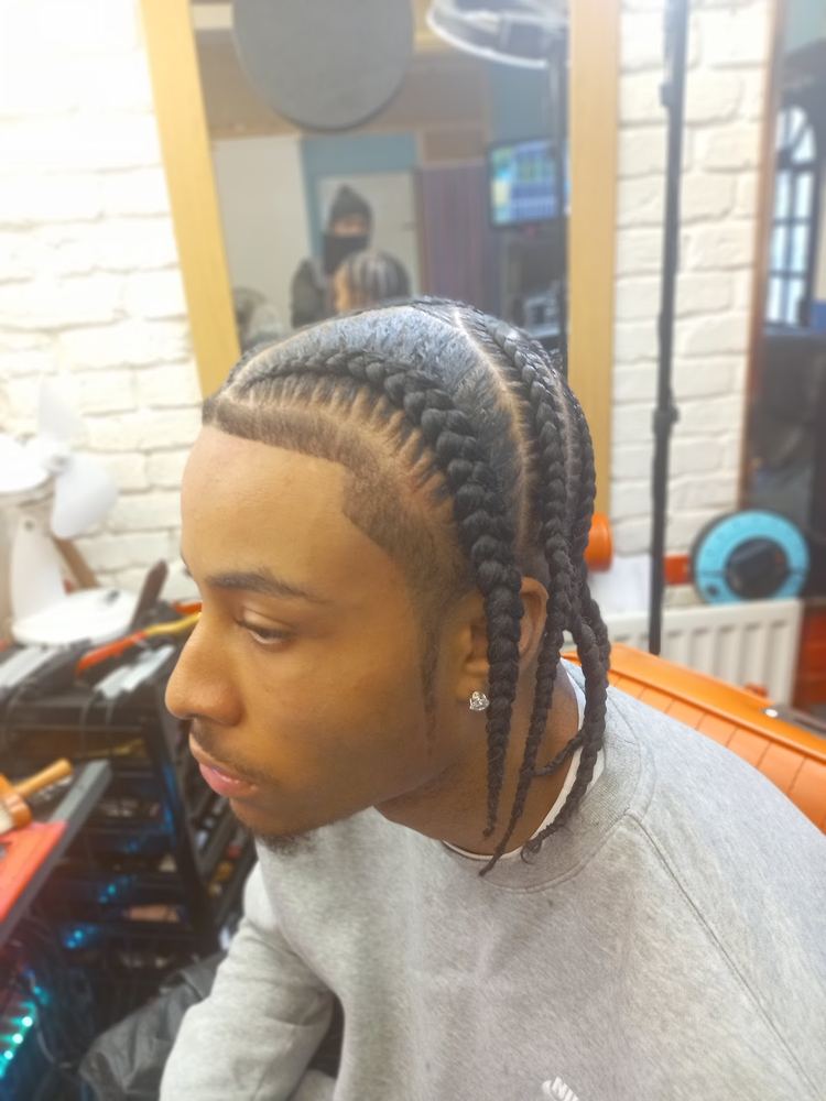 Braided style and line-up at Otis Barbers